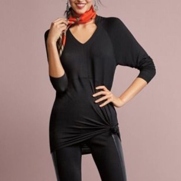 Cabi Womens Gala Sweatshirt Size Small Black Long Sleeve V-Neck - Picture 2 of 8